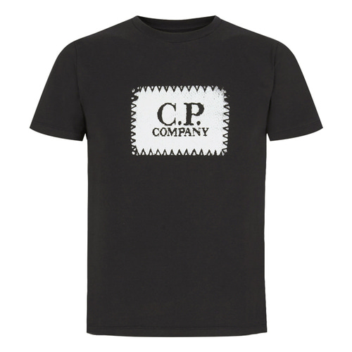 CP컴퍼니 콘트라스트 라벨 로고 티셔츠 블랙