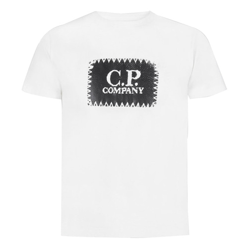 CP컴퍼니 콘트라스트 라벨 로고 티셔츠 화이트